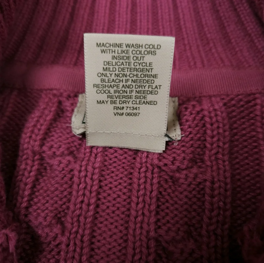 L.L. Bean Raspberry Cable Knit Cardigan - Picture 4 of 15